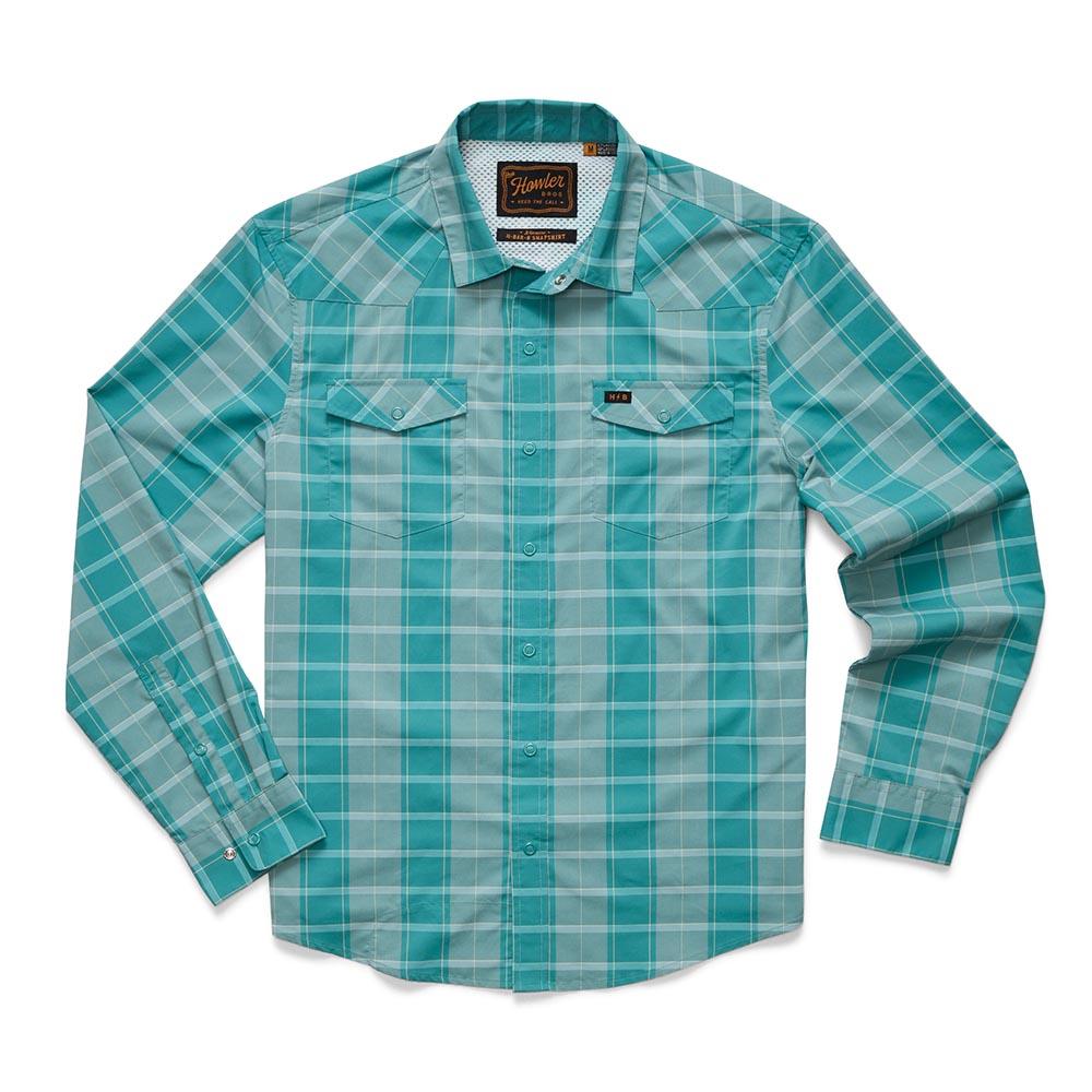 Howler Brothers Free Range Fleece Pullover Men's in Braden Plaid Teal
